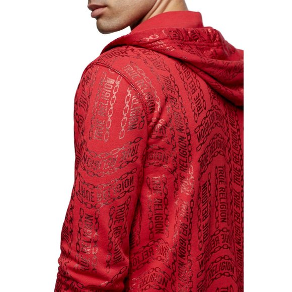 NWT True Religion All Over Zip Up Hooded Jacket - Picture 1 of 9